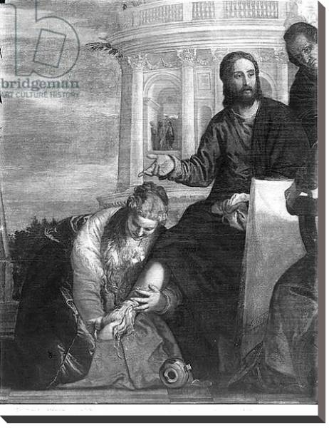 Постер The Meal at the House of Simon the Pharisee, detail of the central part, 1570 с типом исполнения На холсте без рамы