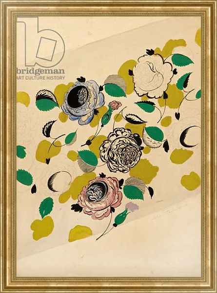Постер Textile design with roses, с типом исполнения На холсте в раме в багетной раме NA033.1.051