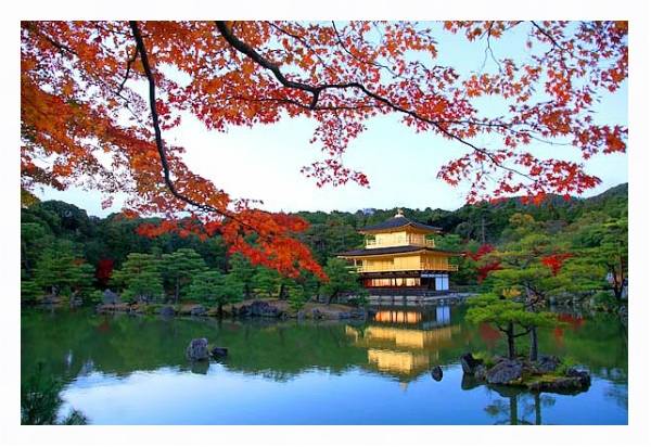 Постер Япония. Киото. Золотой храм с типом исполнения На холсте в раме в багетной раме 221-03