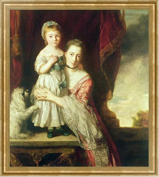 Постер Georgiana, Countess Spencer with Lady Georgiana Spencer, 1759-61 с типом исполнения На холсте в раме в багетной раме NA033.1.051