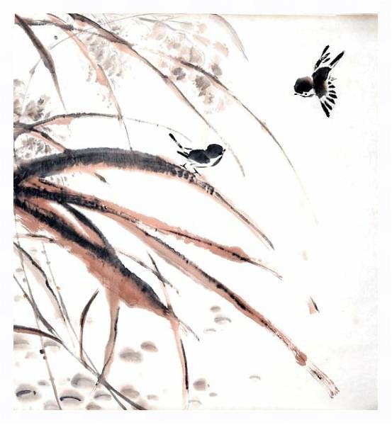 Постер Живопись в китайском стиле 3 с типом исполнения На холсте в раме в багетной раме 221-03