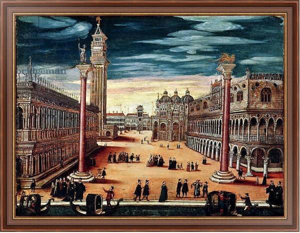 Постер The Piazzetta di San Marco, Venice с типом исполнения На холсте в раме в багетной раме 35-M719P-83