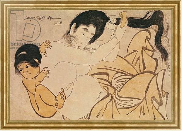 Постер Yama-Uba, the Woman of the Mountain, with Kintoki, her Baby с типом исполнения На холсте в раме в багетной раме NA033.1.051