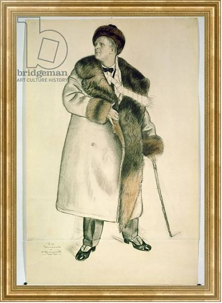 Постер Portrait of the Opera Singer Feodor Ivanovich Chaliapin 1920-21 с типом исполнения На холсте в раме в багетной раме NA033.1.051