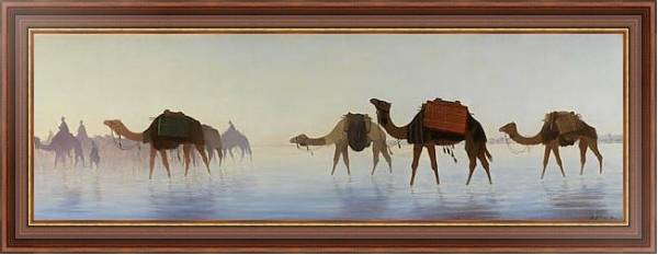 Постер Верблюды, пересекающие воду с типом исполнения На холсте в раме в багетной раме 35-M719P-83