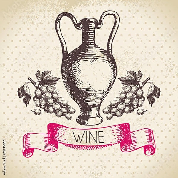 Постер Иллюстрация с кувшином вина с типом исполнения На холсте без рамы