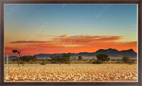 Постер Красочный закат в пустыне Калахари, Намибия с типом исполнения На холсте в раме в багетной раме 221-02