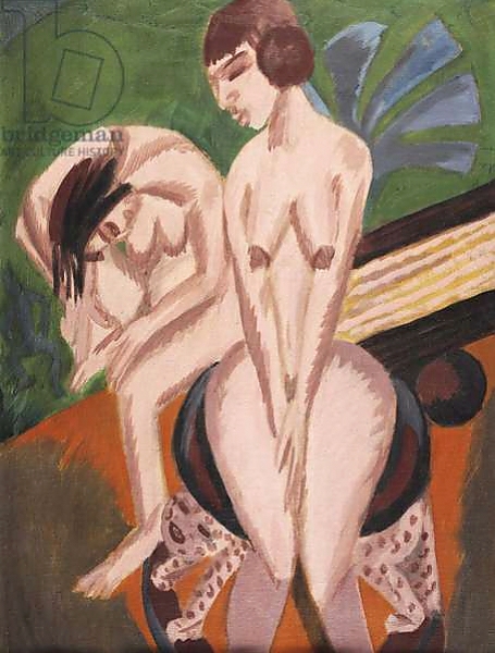 Постер Two Nudes in the Room; Zwei Akte im Raum, 1914 с типом исполнения На холсте без рамы