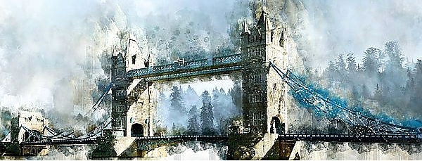 Постер Акварельный Тауэрский мост  с типом исполнения На холсте без рамы