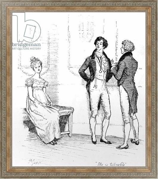 Постер 'She is tolerable', illustration from 'Pride & Prejudice' by Jane Austen, edition published in 1894 с типом исполнения На холсте в раме в багетной раме 484.M48.310