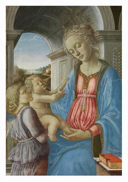 Постер Дева Мария с младенцем и ангелом с типом исполнения На холсте в раме в багетной раме 221-03