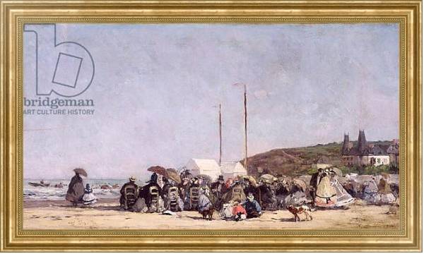 Постер The Beach at Trouville, 1864 с типом исполнения На холсте в раме в багетной раме NA033.1.051