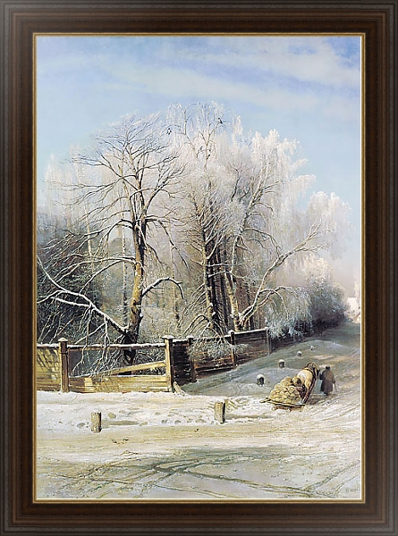 Постер Зимний пейзаж. 1873 с типом исполнения На холсте в раме в багетной раме 1.023.151