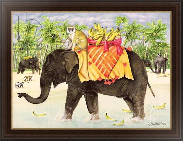 Постер Elephants with Bananas, 1998 с типом исполнения На холсте в раме в багетной раме 1.023.151