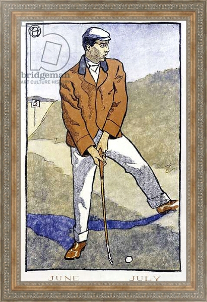 Постер Golf Player - in “” Golf Calendar”” by Edward Penfield, 1899 с типом исполнения На холсте в раме в багетной раме 484.M48.310