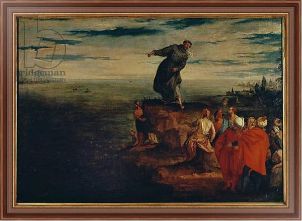 Постер St. Anthony Preaching to the Fish, c.1580 с типом исполнения На холсте в раме в багетной раме 35-M719P-83