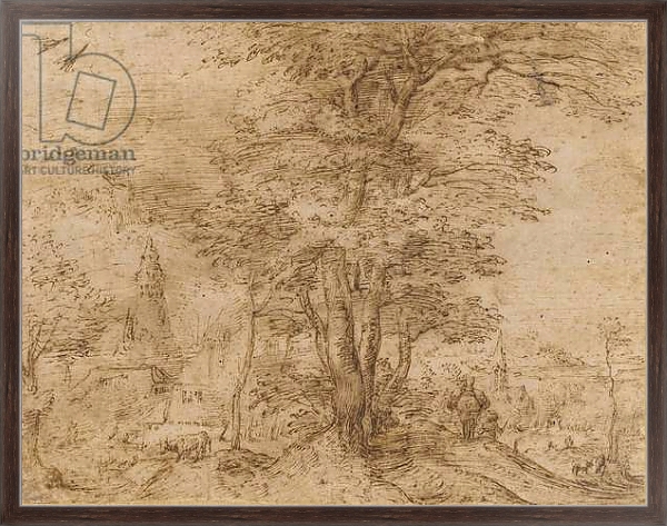 Постер A village with a group of trees and a mule, c.1552-54 с типом исполнения На холсте в раме в багетной раме 221-02