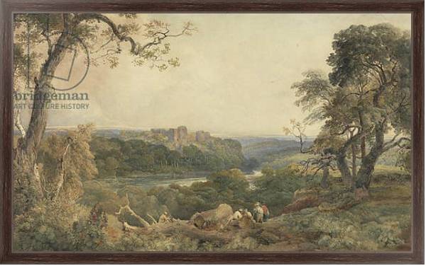 Постер Castle above a River, Woodcutters in the Foreground с типом исполнения На холсте в раме в багетной раме 221-02