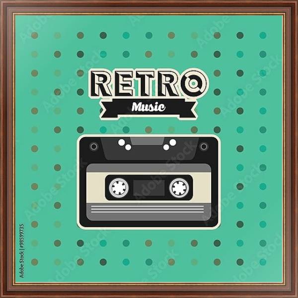 Постер Ретро музыка с типом исполнения На холсте в раме в багетной раме 35-M719P-83