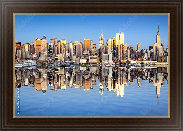 Постер США, Нью-Йорк. New York City View over Hudson River с типом исполнения На холсте в раме в багетной раме 1.023.151
