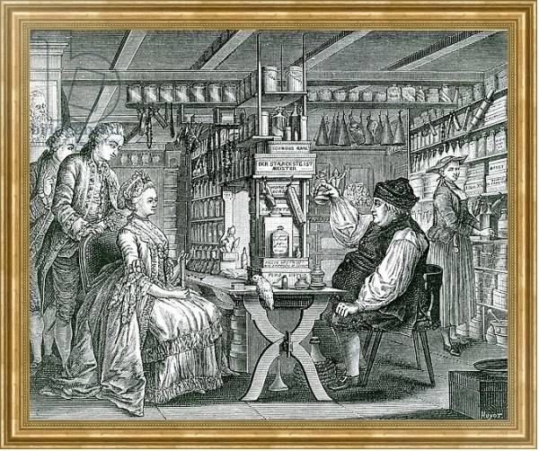 Постер La Pharmacie Rustique, print made by Bartolomaus Hubner, 1774 с типом исполнения На холсте в раме в багетной раме NA033.1.051
