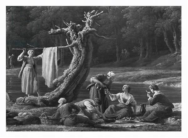 Постер Morning, The Bathers, right hand side detail, 1772 с типом исполнения На холсте в раме в багетной раме 221-03