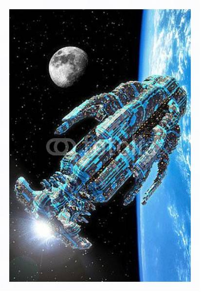 Постер Космический корабль №005 с типом исполнения На холсте в раме в багетной раме 221-03