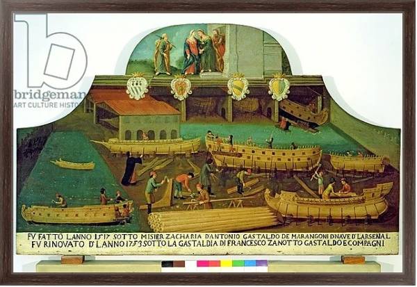 Постер Sign for the Marangoni Family of shipbuilders, Venetian, 1517 с типом исполнения На холсте в раме в багетной раме 221-02