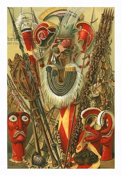 Постер Polynesian culture: Weapons and designs с типом исполнения На холсте в раме в багетной раме 221-03