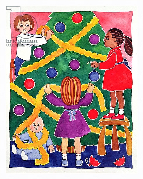 Постер Decorating the Christmas Tree 2 с типом исполнения На холсте в раме в багетной раме 221-03