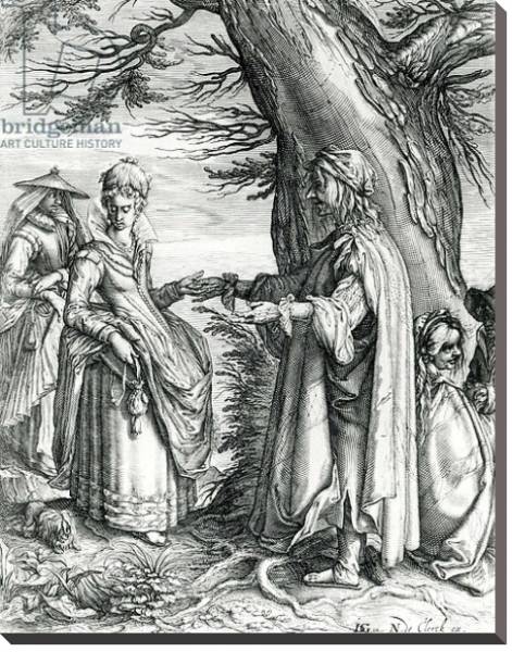 Постер The Fortune Teller, published by Nicolaes de Clerck, after Jacob de Gheyn II, 1608 с типом исполнения На холсте без рамы