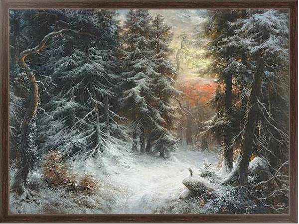 Постер Snow Scene in the Black Forest, 19th century с типом исполнения На холсте в раме в багетной раме 221-02