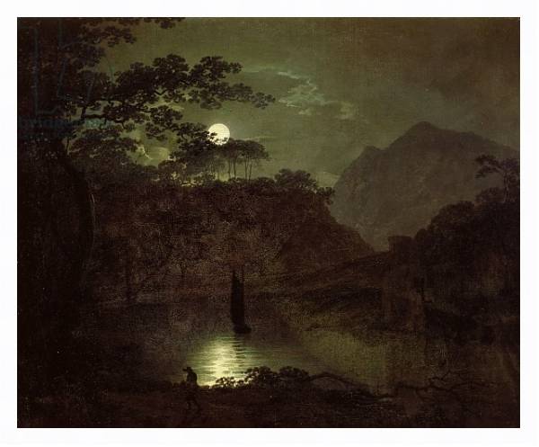 Постер A Lake by Moonlight, c.1780-82 с типом исполнения На холсте в раме в багетной раме 221-03