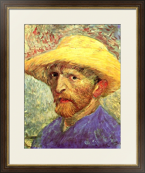 Постер Автопортрет с соломенной шляпой 3 с типом исполнения Под стеклом в багетной раме 1.023.036