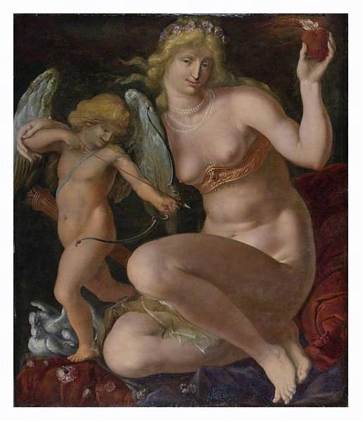 Постер Венера и Купидон с типом исполнения На холсте в раме в багетной раме 221-03