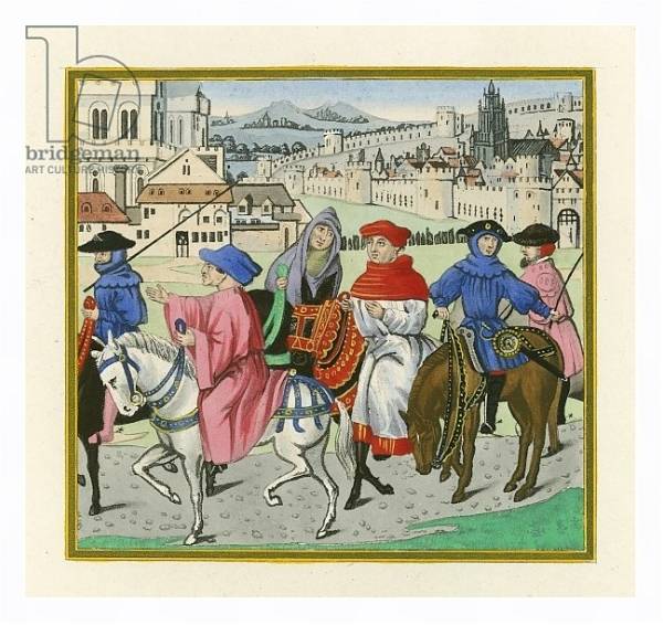 Постер The Canterbury Pilgrimage, late 15th Century с типом исполнения На холсте в раме в багетной раме 221-03