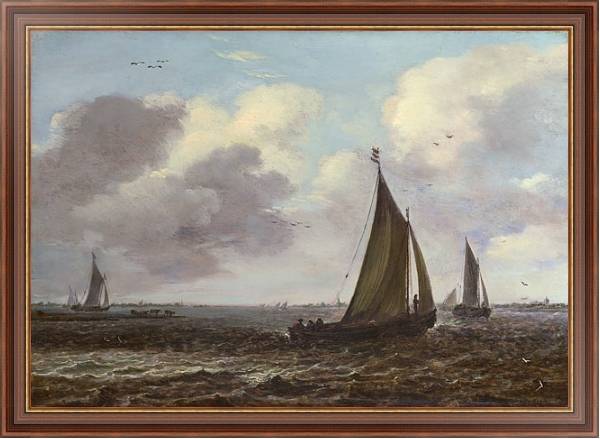Постер Весельные корабли на ветренной реке с типом исполнения На холсте в раме в багетной раме 35-M719P-83