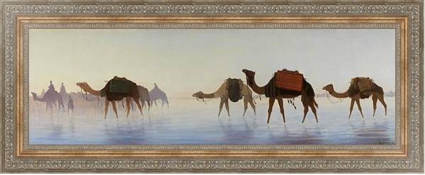 Постер Верблюды, пересекающие воду с типом исполнения На холсте в раме в багетной раме 484.M48.310