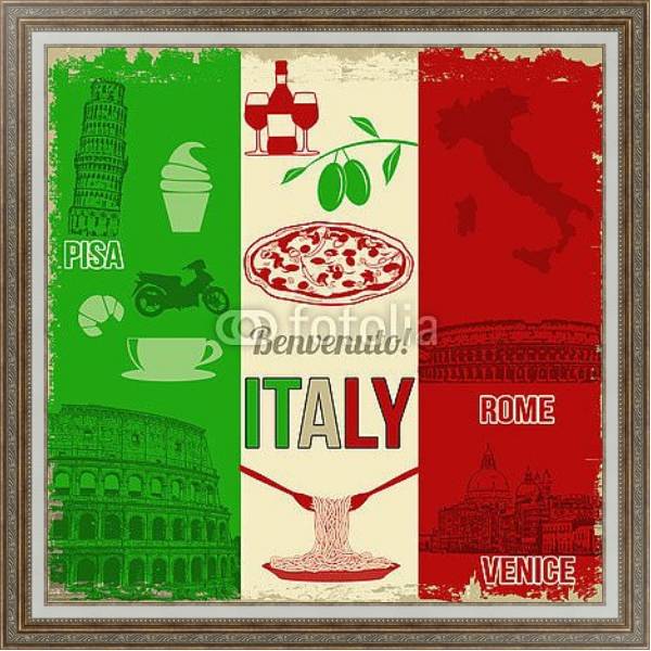 Постер Вкус Италии 2 с типом исполнения На холсте в раме в багетной раме 595.M52.330