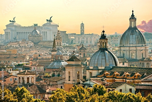 Постер Италия, Рим. Панорама с типом исполнения На холсте без рамы