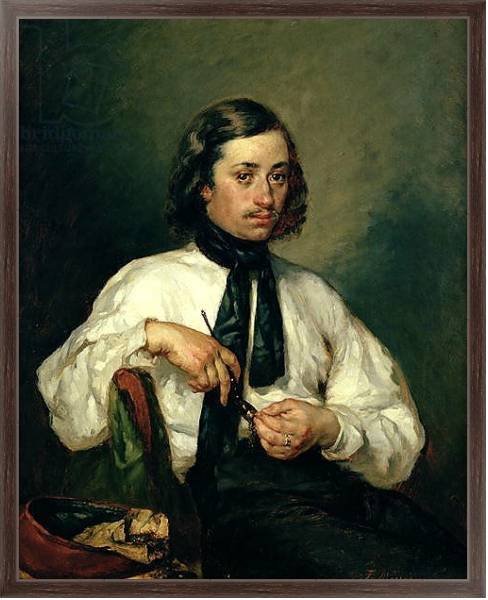 Постер Portrait of Armand Ono, known as The Man with the Pipe, 1843 с типом исполнения На холсте в раме в багетной раме 221-02