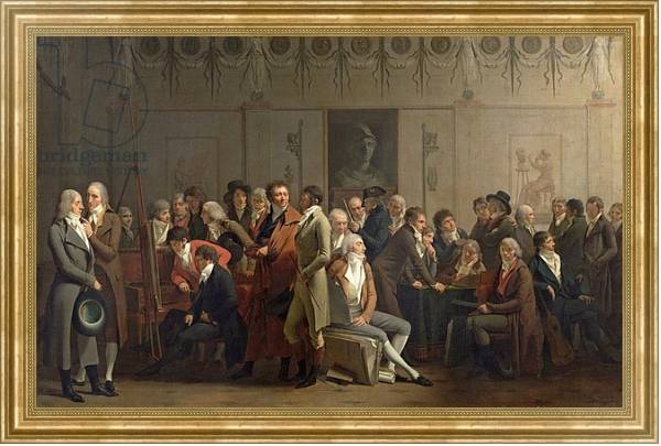Постер Reunion of Artists in the Studio of Isabey, 1798 с типом исполнения На холсте в раме в багетной раме NA033.1.051