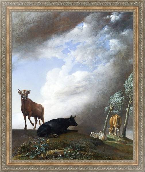 Постер Скот и овцы в шторм с типом исполнения На холсте в раме в багетной раме 484.M48.310