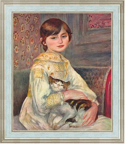 Постер Портрет мадемуазель Жюли Мане с кошкой с типом исполнения На холсте в раме в багетной раме NA053.0.114