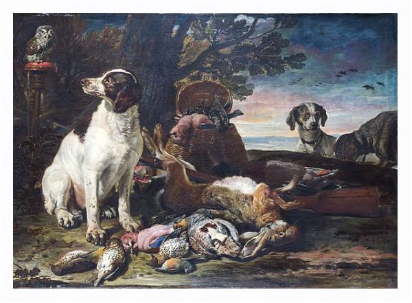 Постер Мертвые птицы и игра с собаками и совой с типом исполнения На холсте в раме в багетной раме 221-03