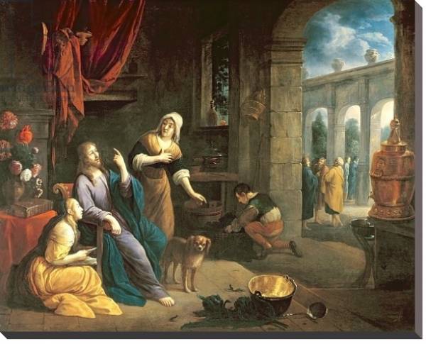 Постер Jesus at the Home of Martha and Mary с типом исполнения На холсте без рамы