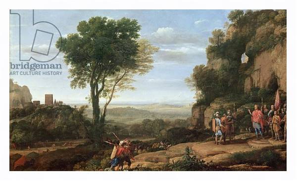 Постер Landscape with David at the Cave of Abdullam, 1658 с типом исполнения На холсте в раме в багетной раме 221-03