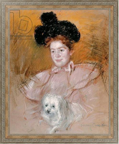 Постер Woman holding a dog с типом исполнения На холсте в раме в багетной раме 484.M48.310
