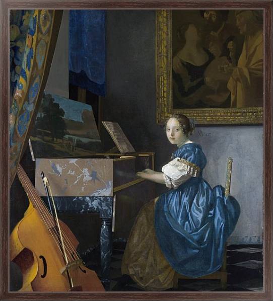 Постер Молодая женщина у клавесина с типом исполнения На холсте в раме в багетной раме 221-02
