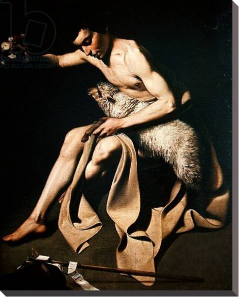 Постер John the Baptist playing with a lamb с типом исполнения На холсте без рамы